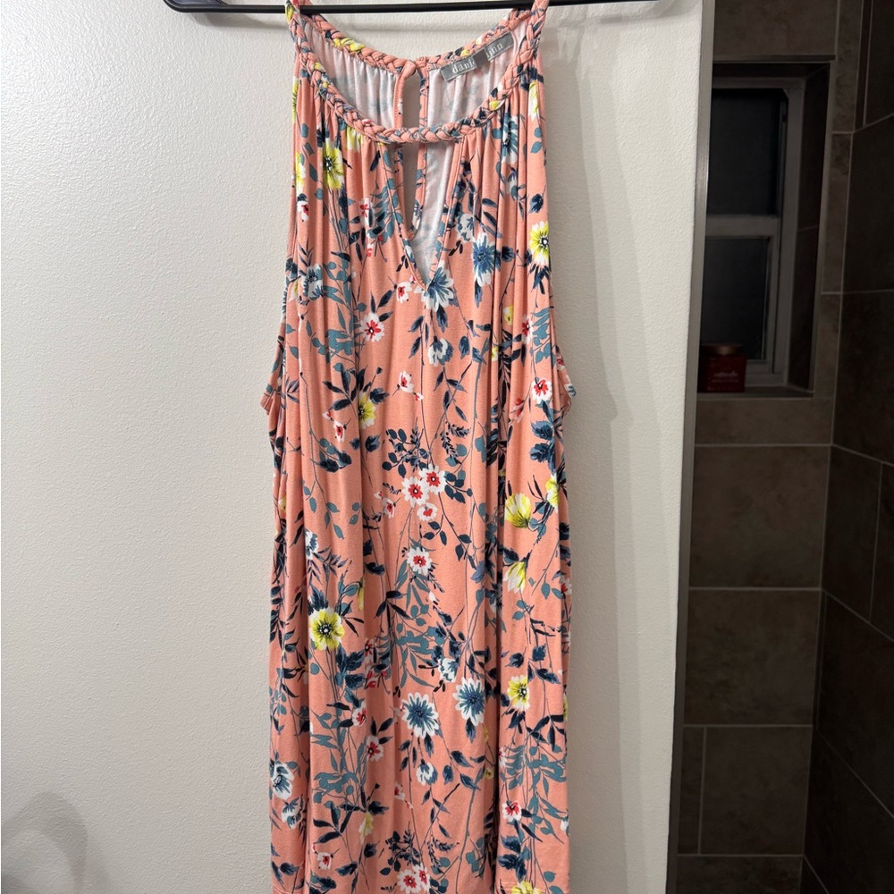 Daniel Rainn Pink and Blue Braided Strap Top
